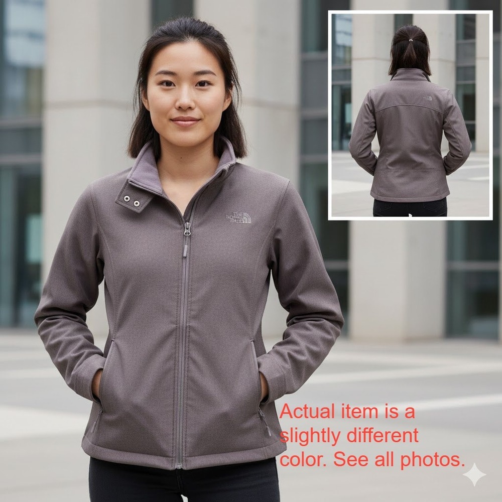 The North Face Womens Large Windwall‎ Softshell Jacket Gray Full Zip